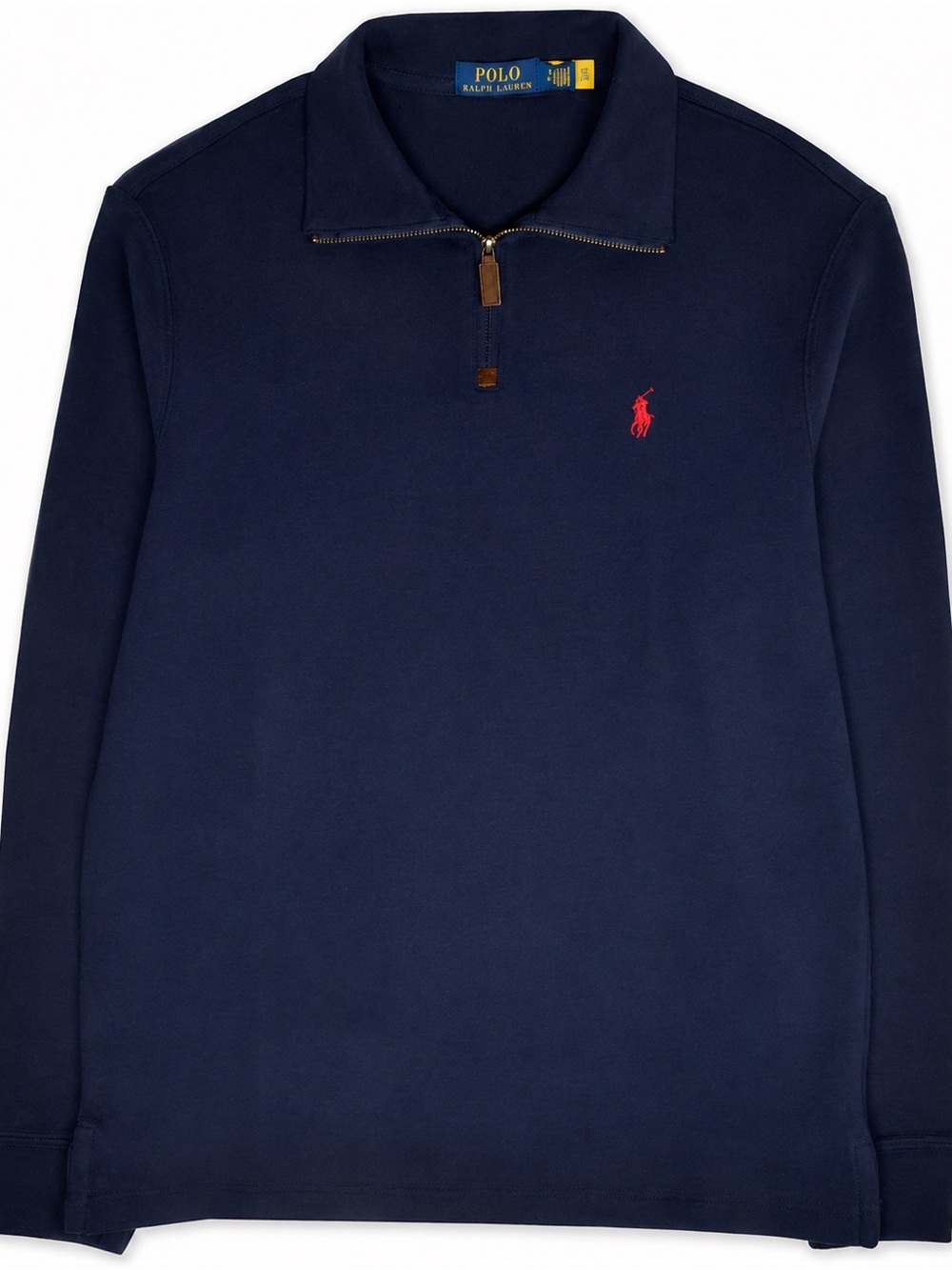 Vintage Polo Ralph Lauren Quarter Zip Pullover Sweatshirt Navy Red Pony Cotton